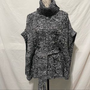 525 america Gray Chunky Knit Poncho Sweater